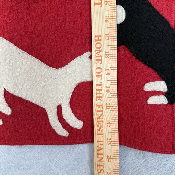 Coldwater Creek Boiled Wool Sweater Vest Womens M Red Playing Cats Grandmacore - Picture 7 of 10
